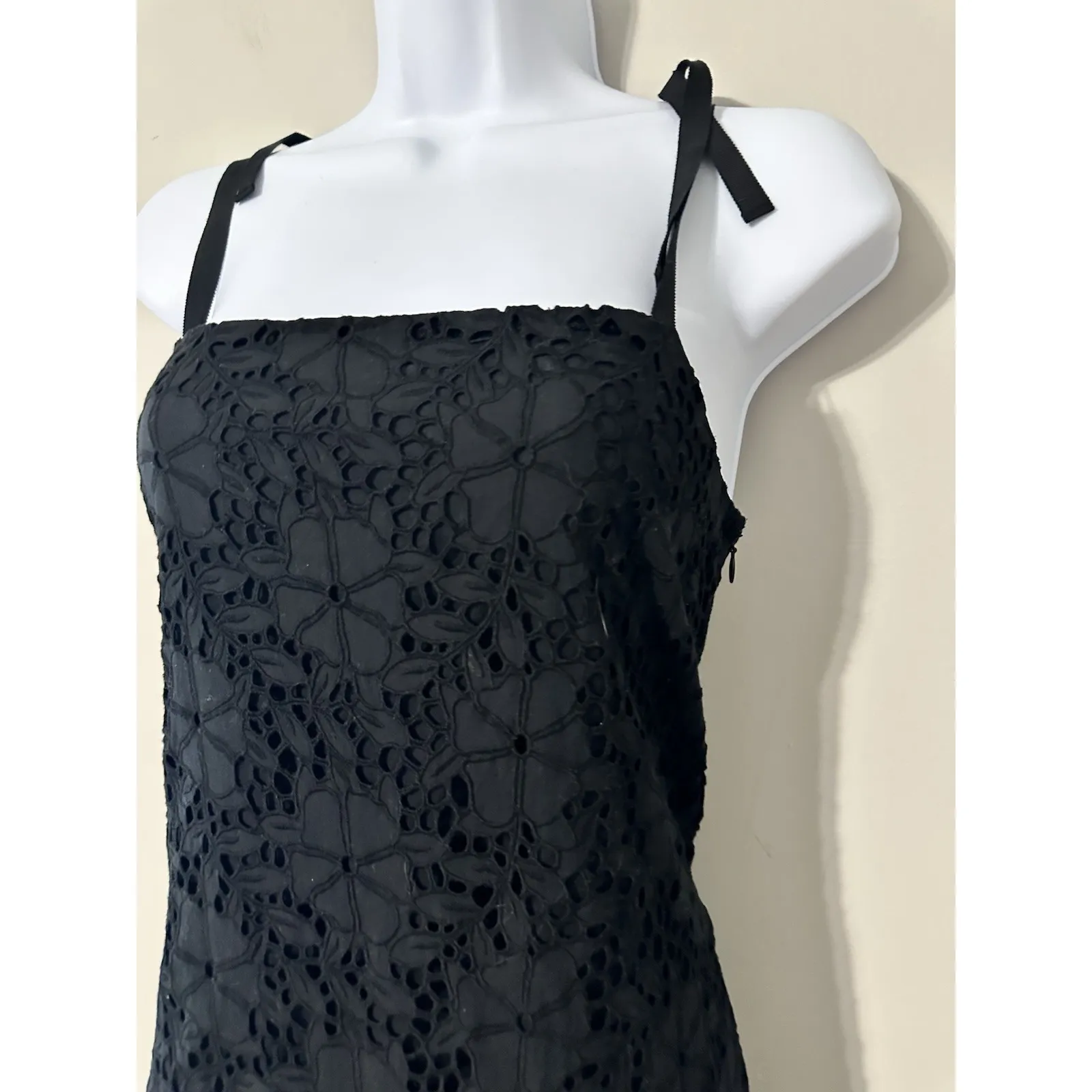 Merlette Ordesa‎ Broderie Anglaise Cotton Silk Maxi Dress Black EUC Size S - Image 5