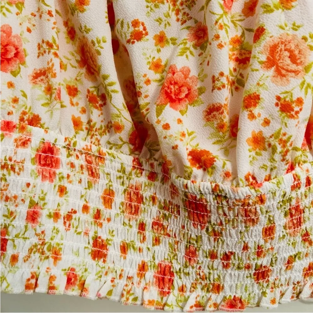 Pink Rose Cropped Elastic Adjustable Shirred Floral Tank Top Size Large - Image 4