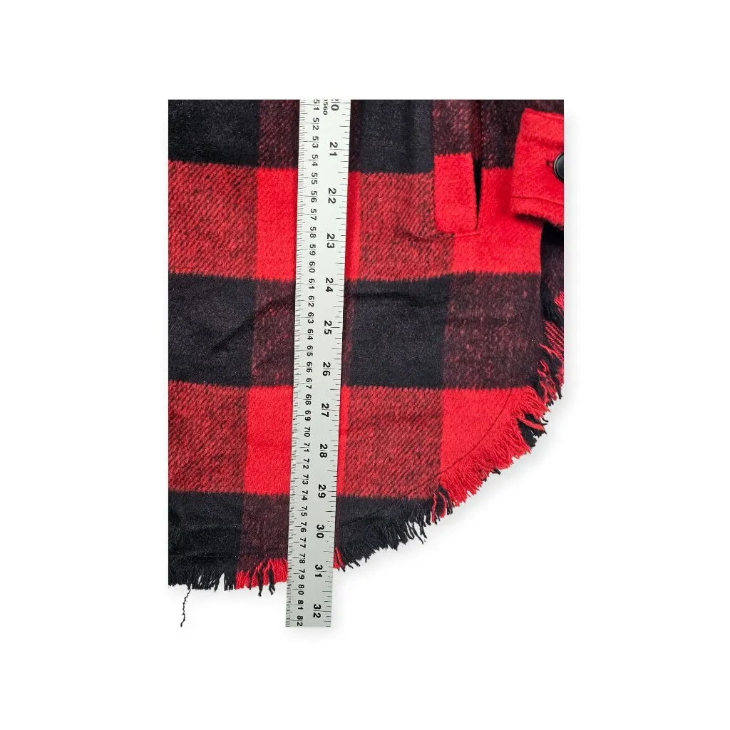 White Birch Buffalo Plaid Oversized Button-Down Shacket Western Style S Red & Bl - Image 4