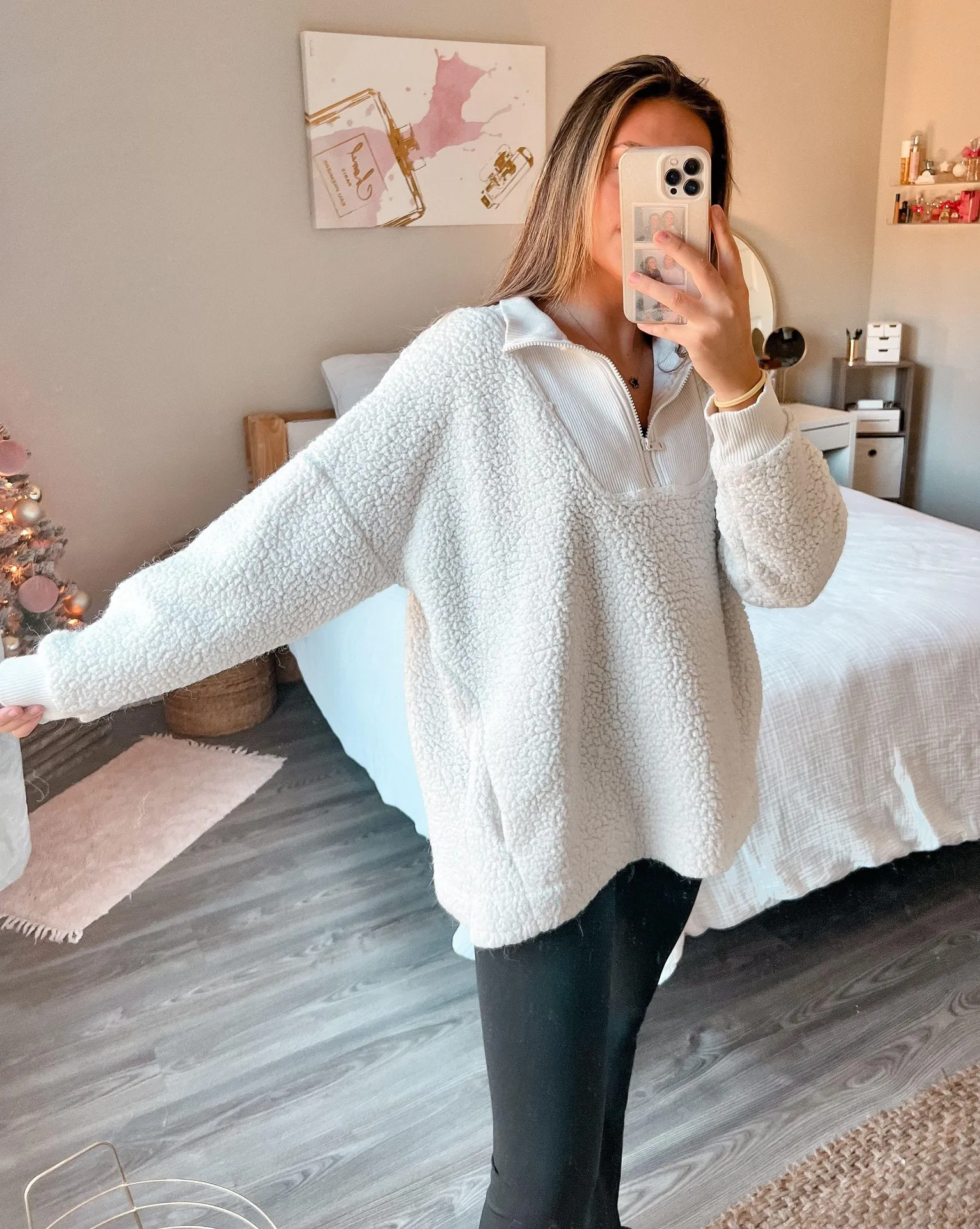 Aerie Oversized Quarter Zip Sherpa Jacket Pullover - Image 3