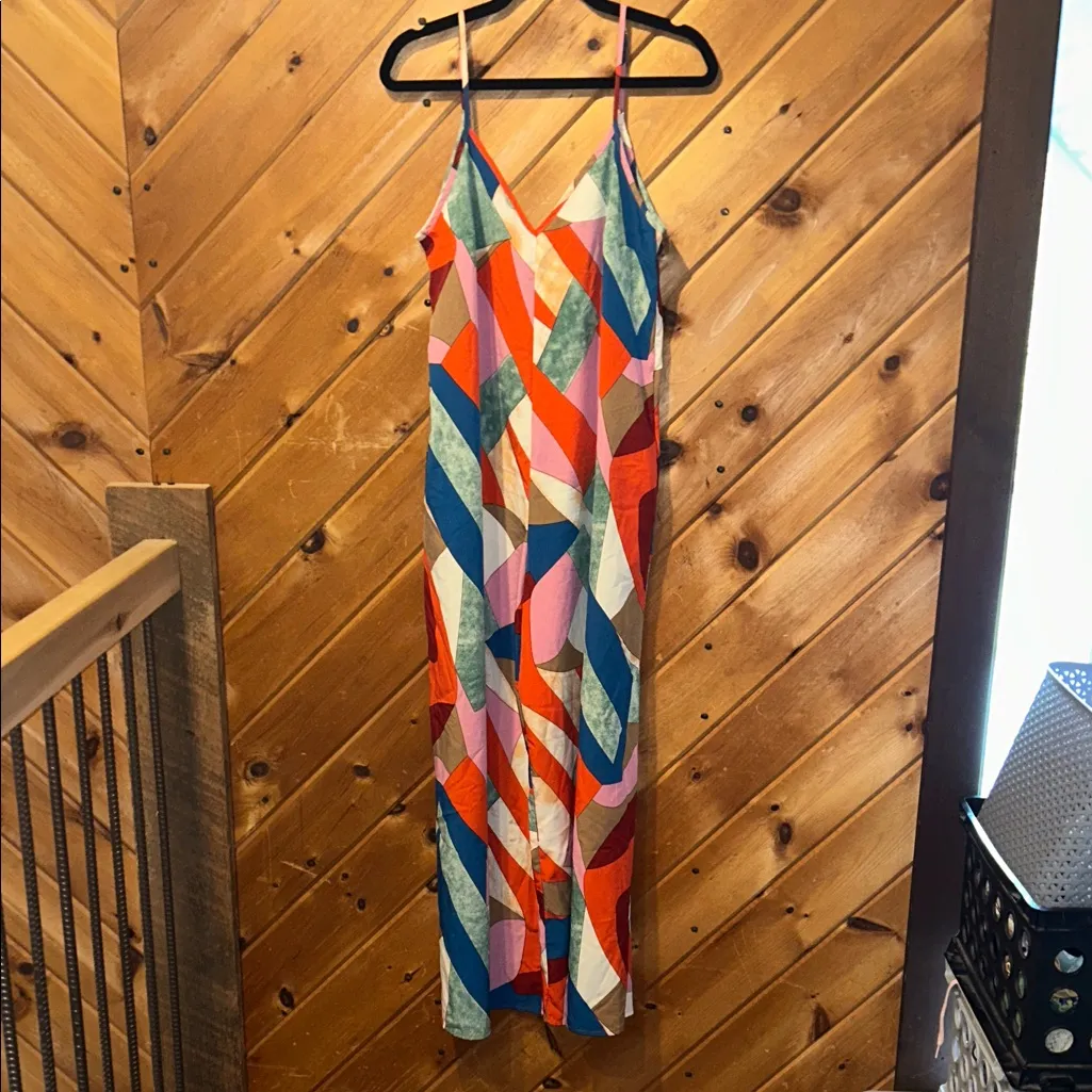 Luukse tropical bright colors flowy jumpsuit Red Size L - Image 3