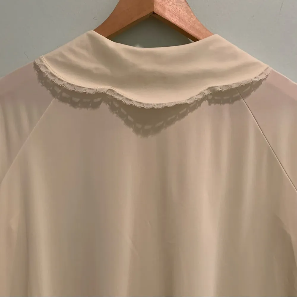 Vintage Shadowline Pale Yellow Nylon Lace Nightgown Robe Small - Image 6