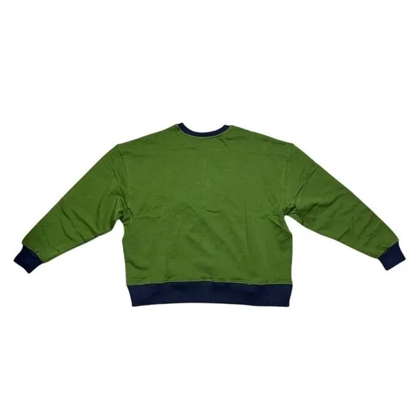 NWT WeWoreWhat Women's Crewneck Sweatshirt Small Colorblock Hunter Green Navy‎ - Image 5