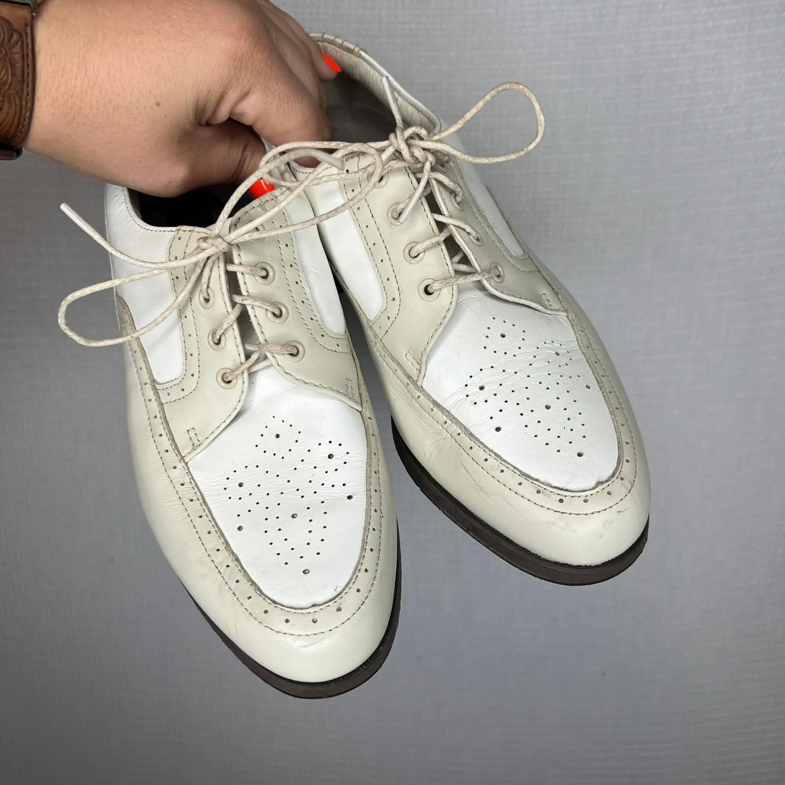 FootJoy Europa Collection Golf Shoes Womens 7M White‎ Leather Lace Up - Image 2