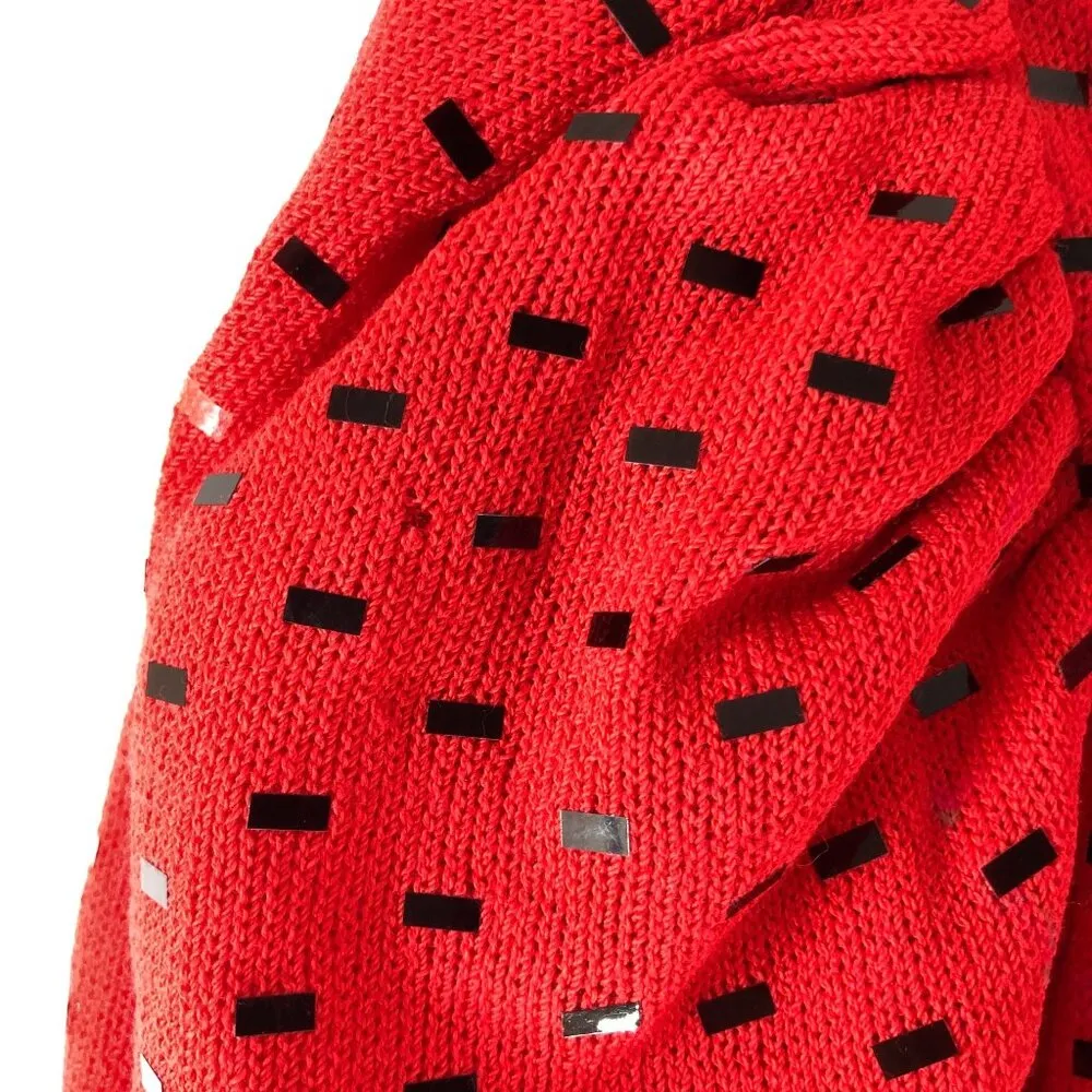 St. John Isaacsons Atlanta Top Vintage Santana Knit Sequin Shoulderpads Red 2 - Image 6