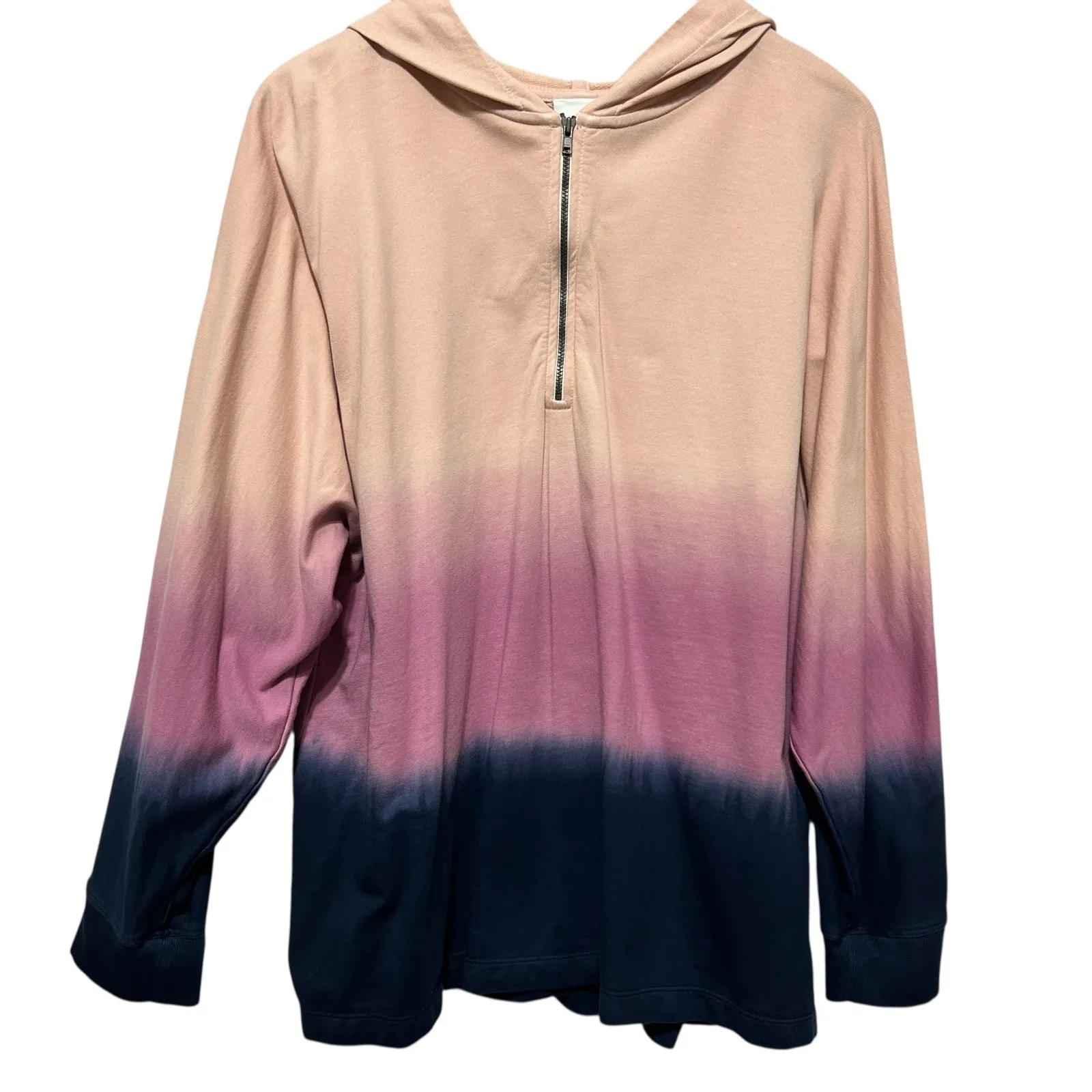 J Jill Women Fleece Hoodie XL Peach Purple Blue Ombre‎ Comfort Lounge Leisure - Image 2