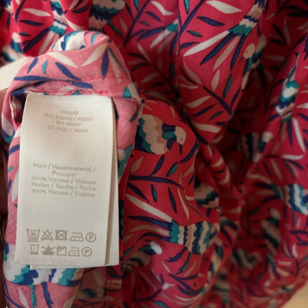 Boden Olwen Strawberry Split Bird Print Dress Size 6 Pink Midi Printed Summer - Image 15