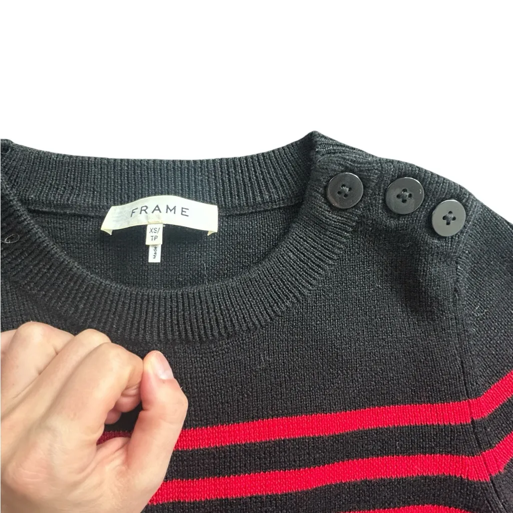 frame denim  Black and Red Striped Sweater - Image 2