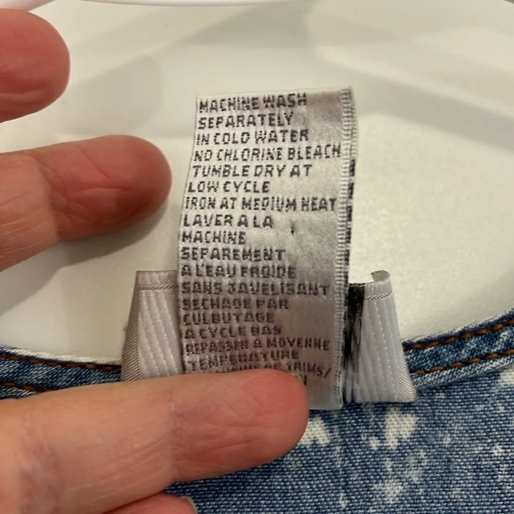 Vintage Jasmine Rose Medium Blue and White Bleach Tie Dye Denim T - Image 7