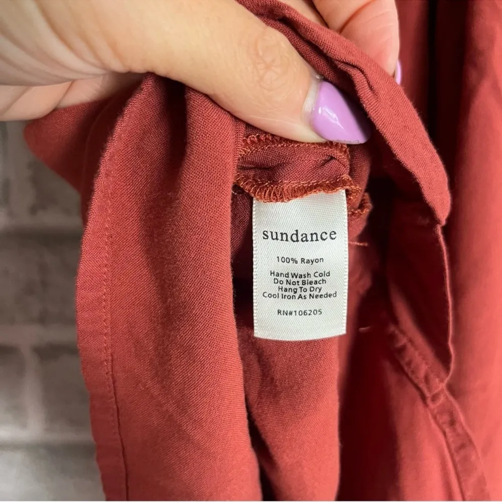 Sundance Terracotta Rust Pullover Hippie Pleated Ruffle Blouse Size XS - Image 8