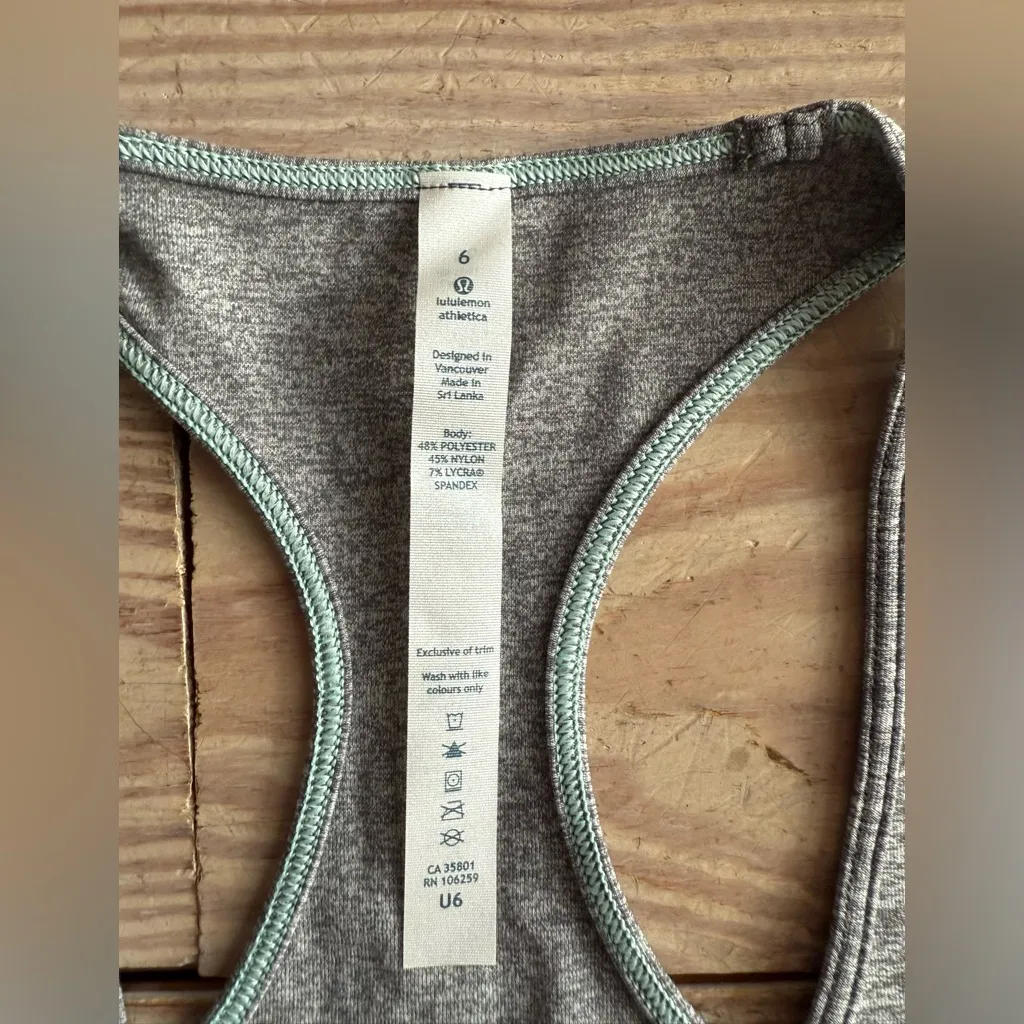 Lululemon cool racer back Heathered gray size 6 - Image 2