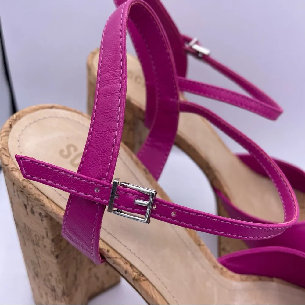 cork leather platform high heels women Size 11B - Image 11