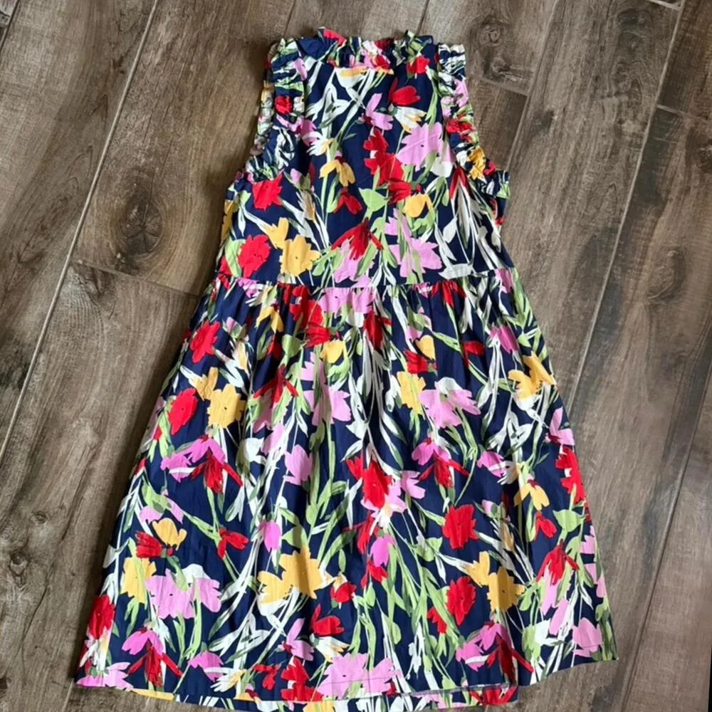 Maggy London Pink and Blue Pleated Halter Sundress - Image 6