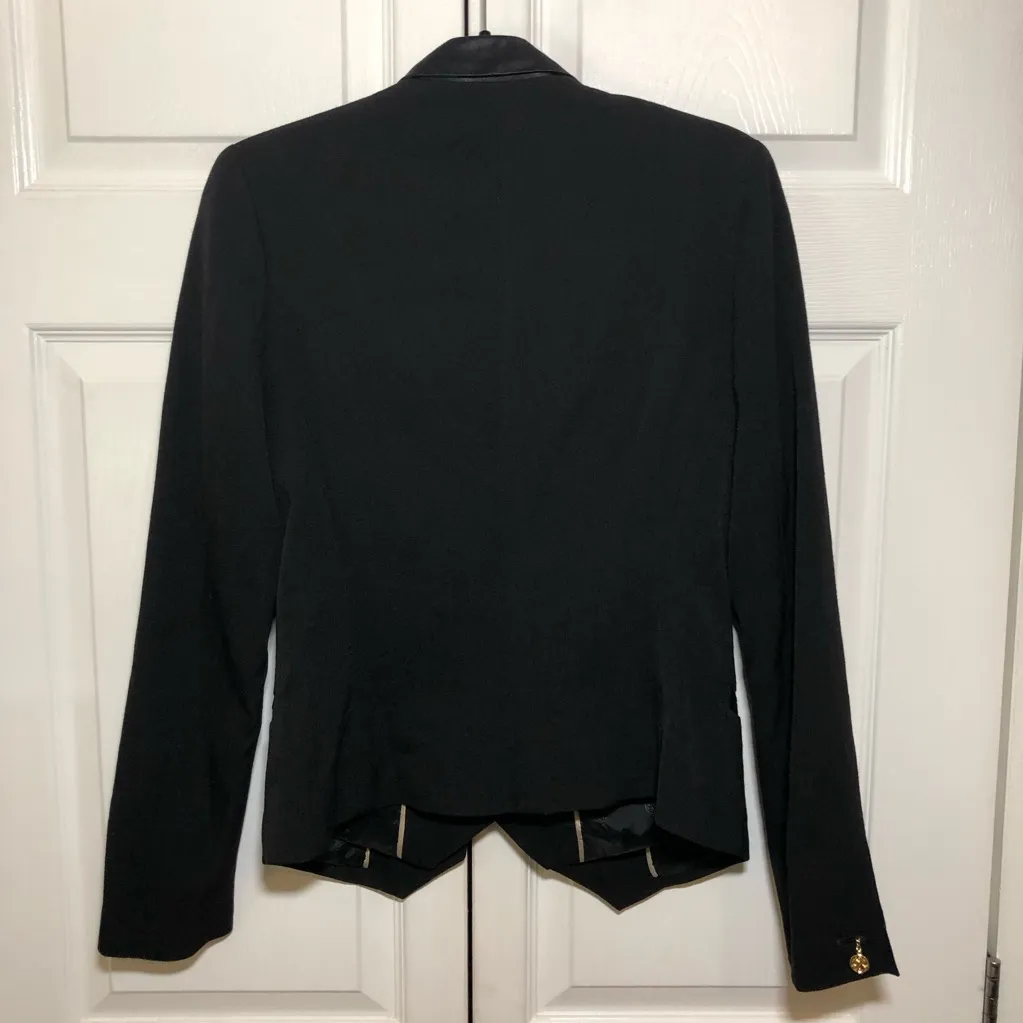 Tory Burch 100% Wool Black Tuxedo Blazer Size 8 - Image 7