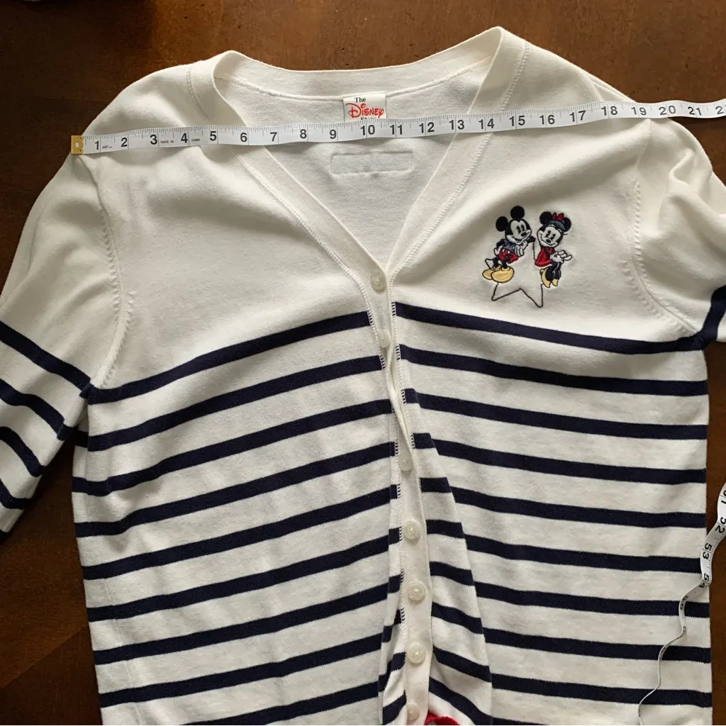 VTG Disney Store Cardigan And Tank Sweater Set Striped Mickey Minnie Large Sport - Image 12