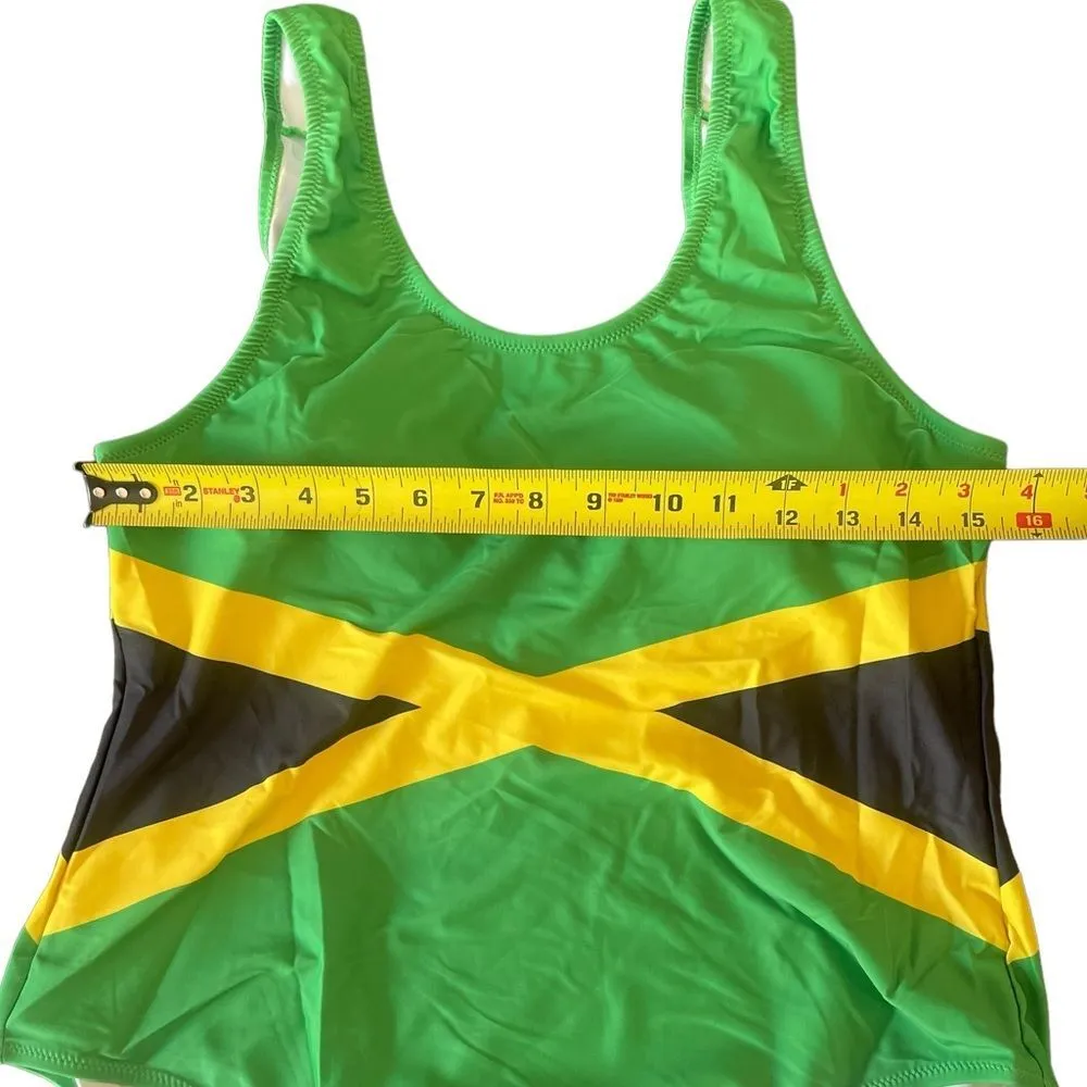 Jamaican Flag One Piece Bathing Suit Swim Suit With Pads Womens Size 17/18 NWT Green - Image 9