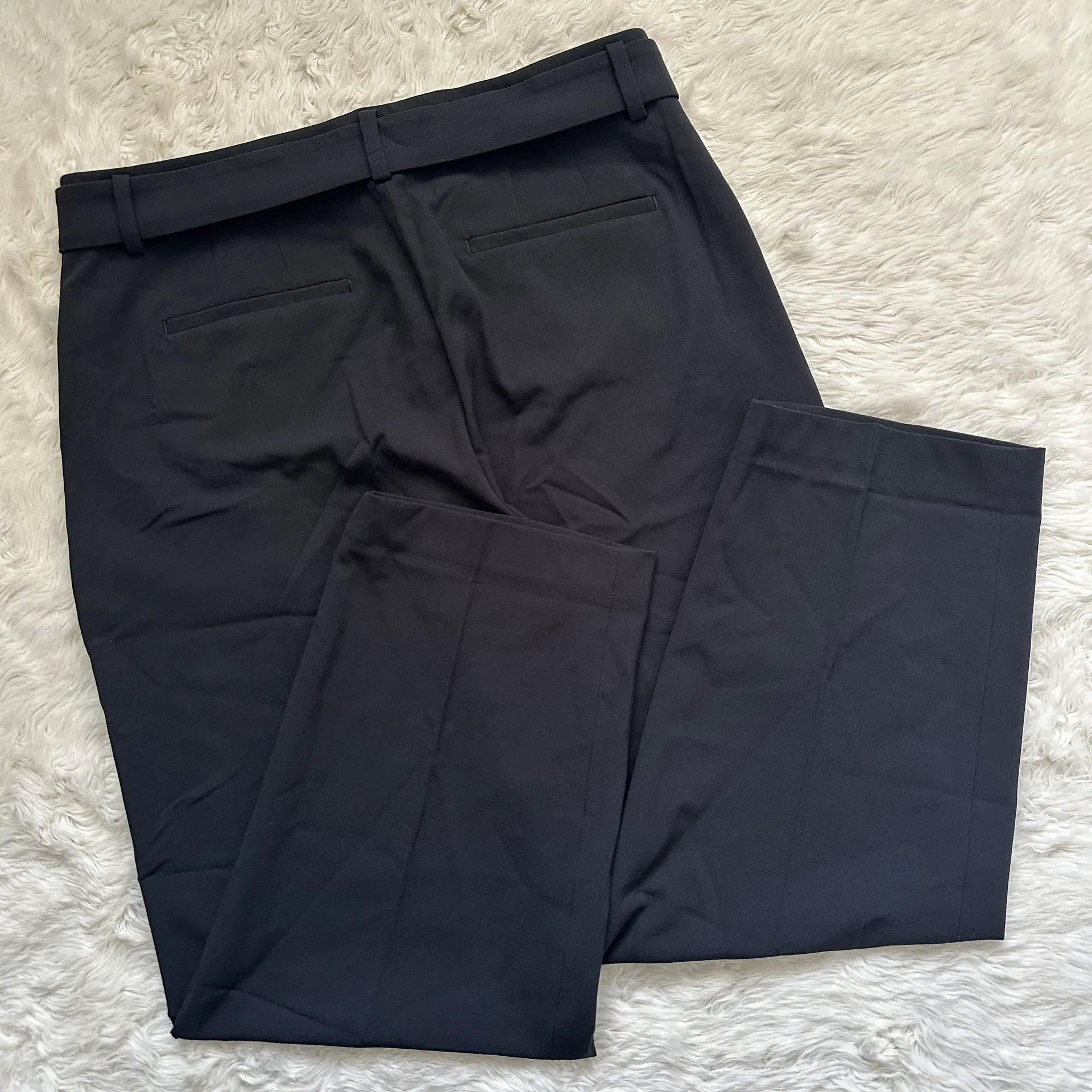 J. Crew Factory Pants Petite Belted Straight-Leg Trouser Black 12P NWT New - Image 2