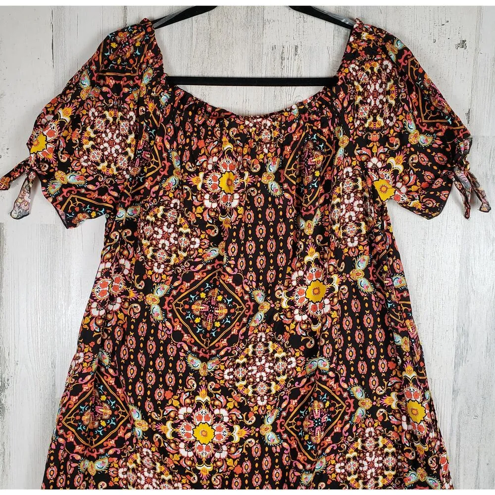 Oddi Multicolor Printed Scoop Neck Short Sleeve Maxi Dress Women's Size 3XL - Image 12