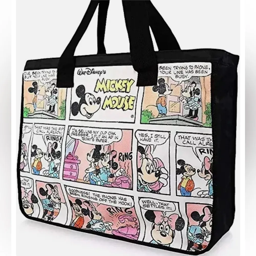 Disney Mickey Minnie Mouse Comic Strip Zipper Tote Travel Overnight Large Bag - Image 6