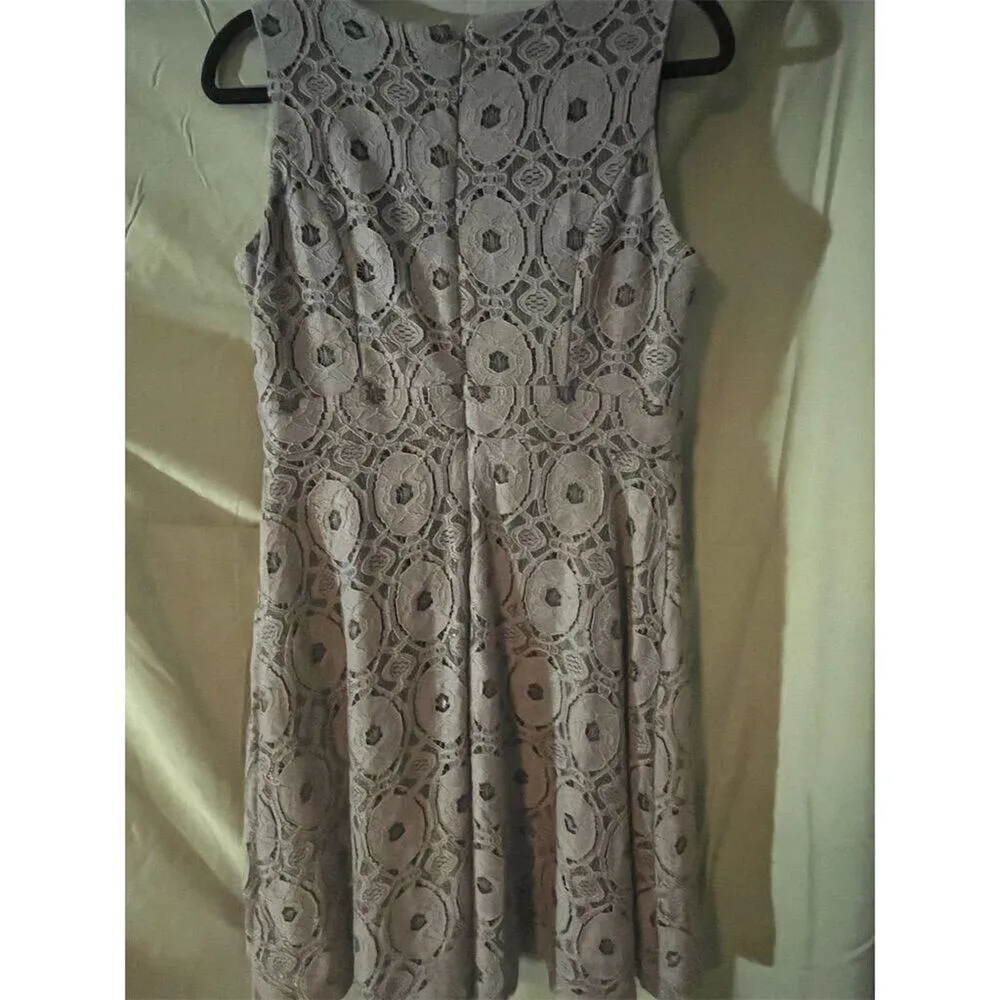 Valerie Bertinelli Gray Lace Dress Size 8 Sleeveless Fit & Flare - Image 3