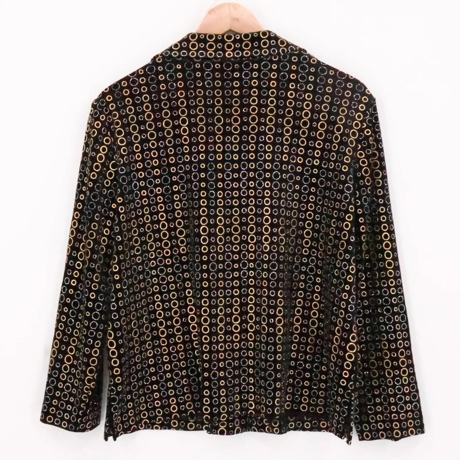 Briggs Velvet Metallic Blazer Jacket Womens Glam Evening Party Circle Size PL - Image 7