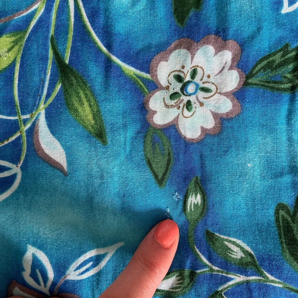 Vintage Blue Floral Maxi Shift Dress Tropical Coastal Cottage Vacay Size S - Image 10