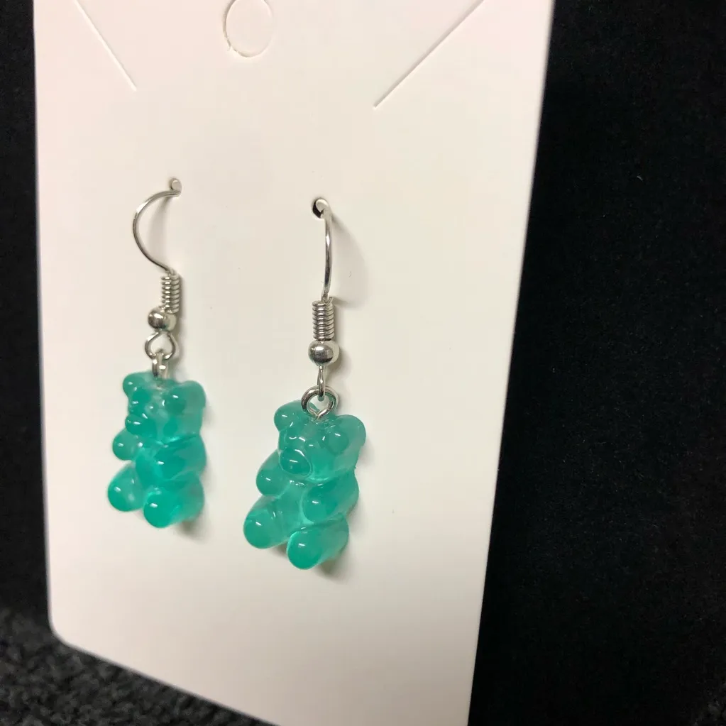 Cute Gummy Bear Earrings Blue - Image 3