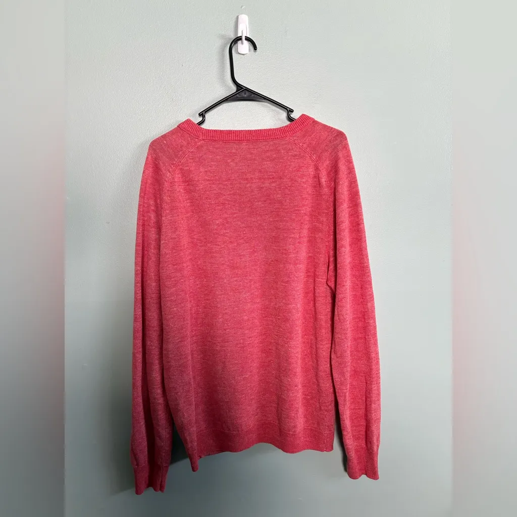 J. Crew - Cotton Linen Crewneck Sweater Heather Red Crewneck M L W XL College - Image 4