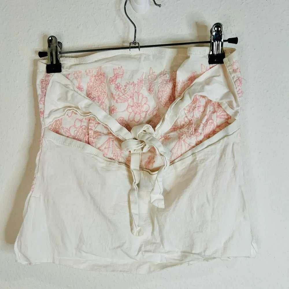 Poetry Clothing White Floral Embroidered Tube Top Style Back Tie Crop Top Medium - Image 8