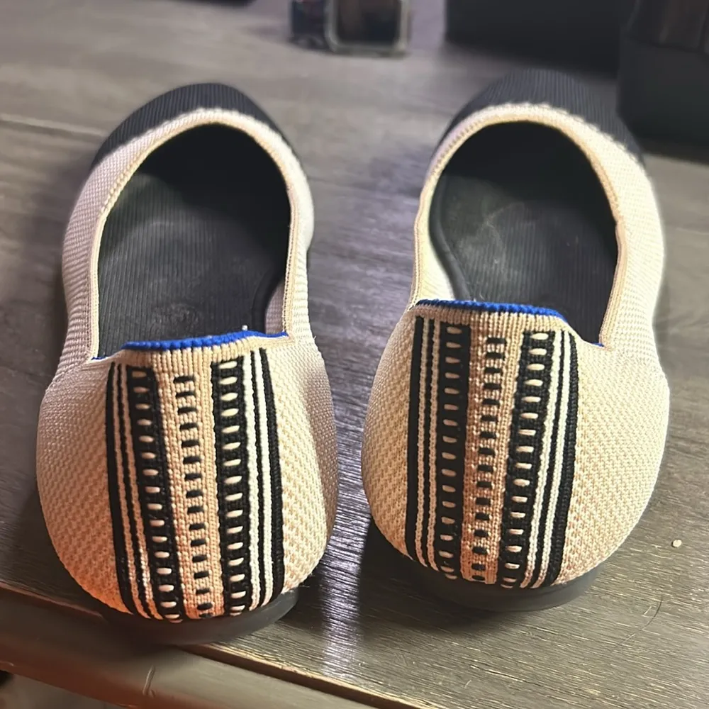 Rothy’s Retired Beige & Black Square Toe Tuxedo flats Tan Size 10.5 - Image 3