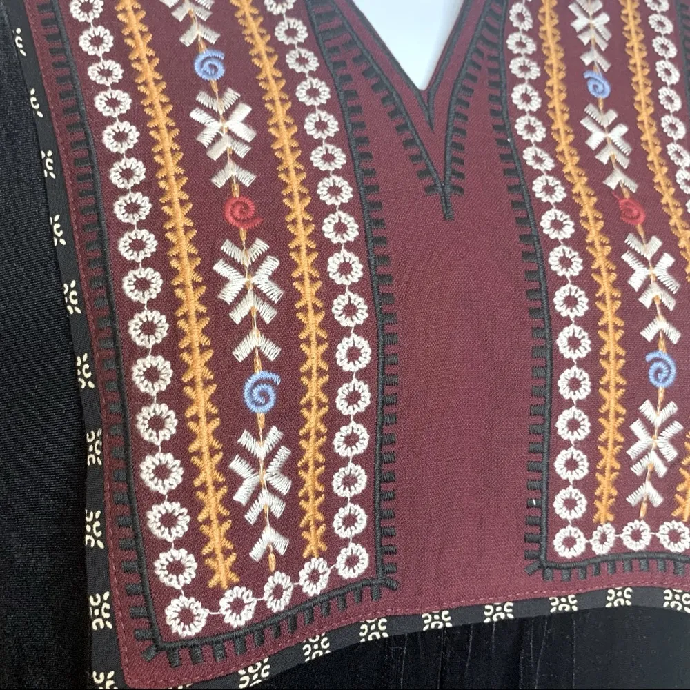THML Black Velvet Embroidered Long Sleeve Dress Size M - Image 5