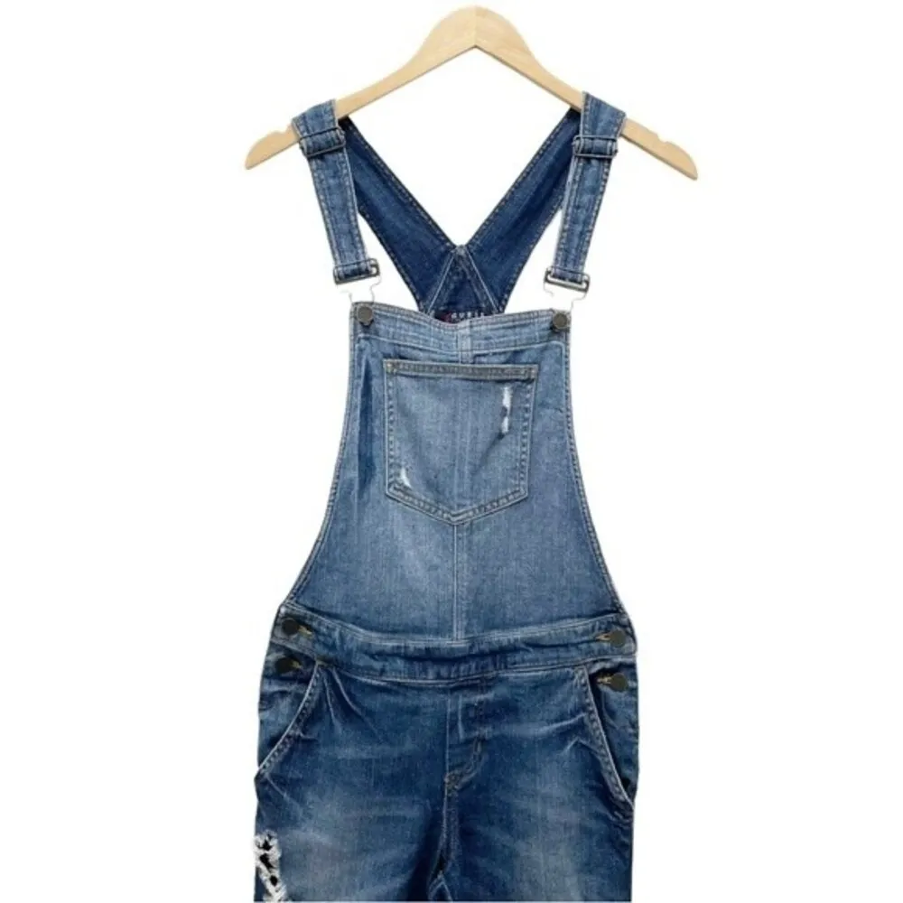 Vintage Guess Jeans Distressed Denim Overalls Medium Wash Straight Leg Size 26 2 - Image 7