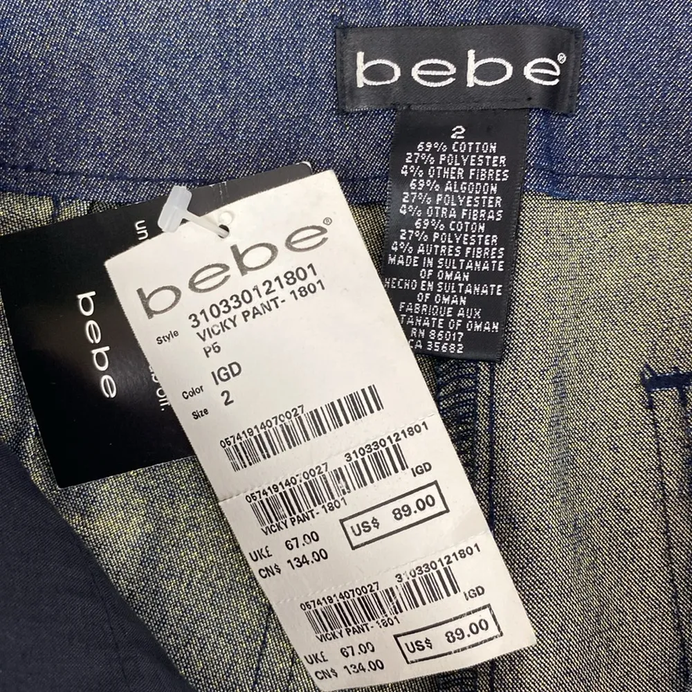 Bebe Blue & Gold Vicky High Rise Flair Wide Leg Pants NEW 2 - Image 6