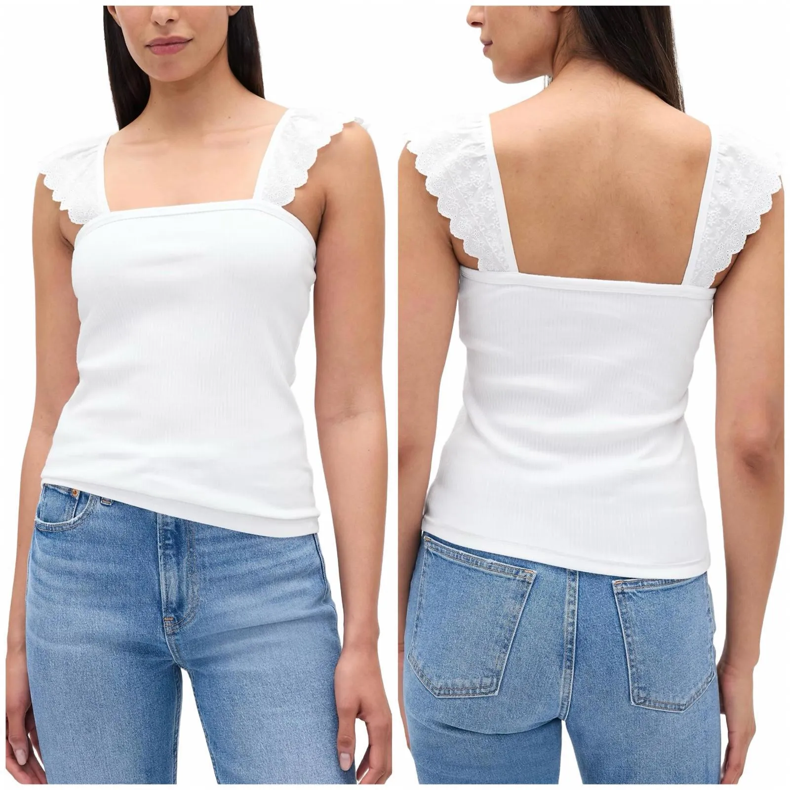 Gap Modern Rib Flutter Tank Top NWT Fresh White Small - Image 2