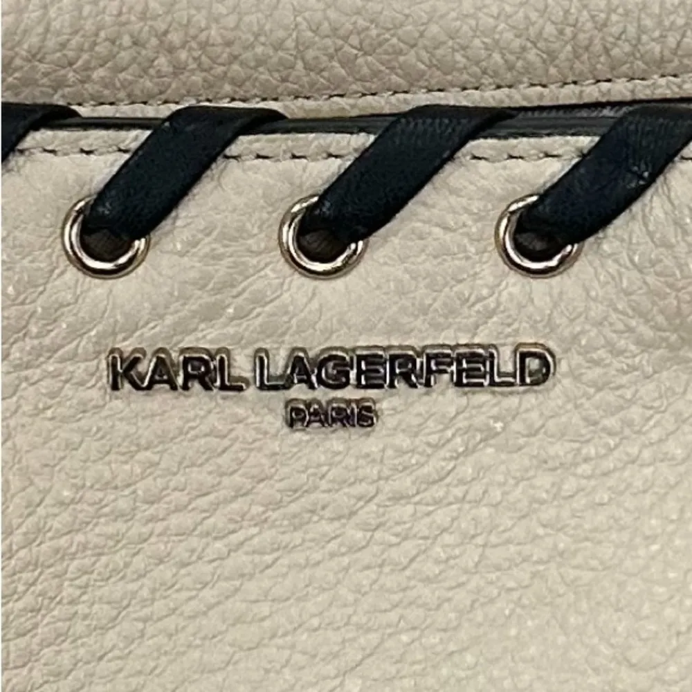 Karl Lagerfeld Leather Purse, Cream with Gold and Black. - Image 6