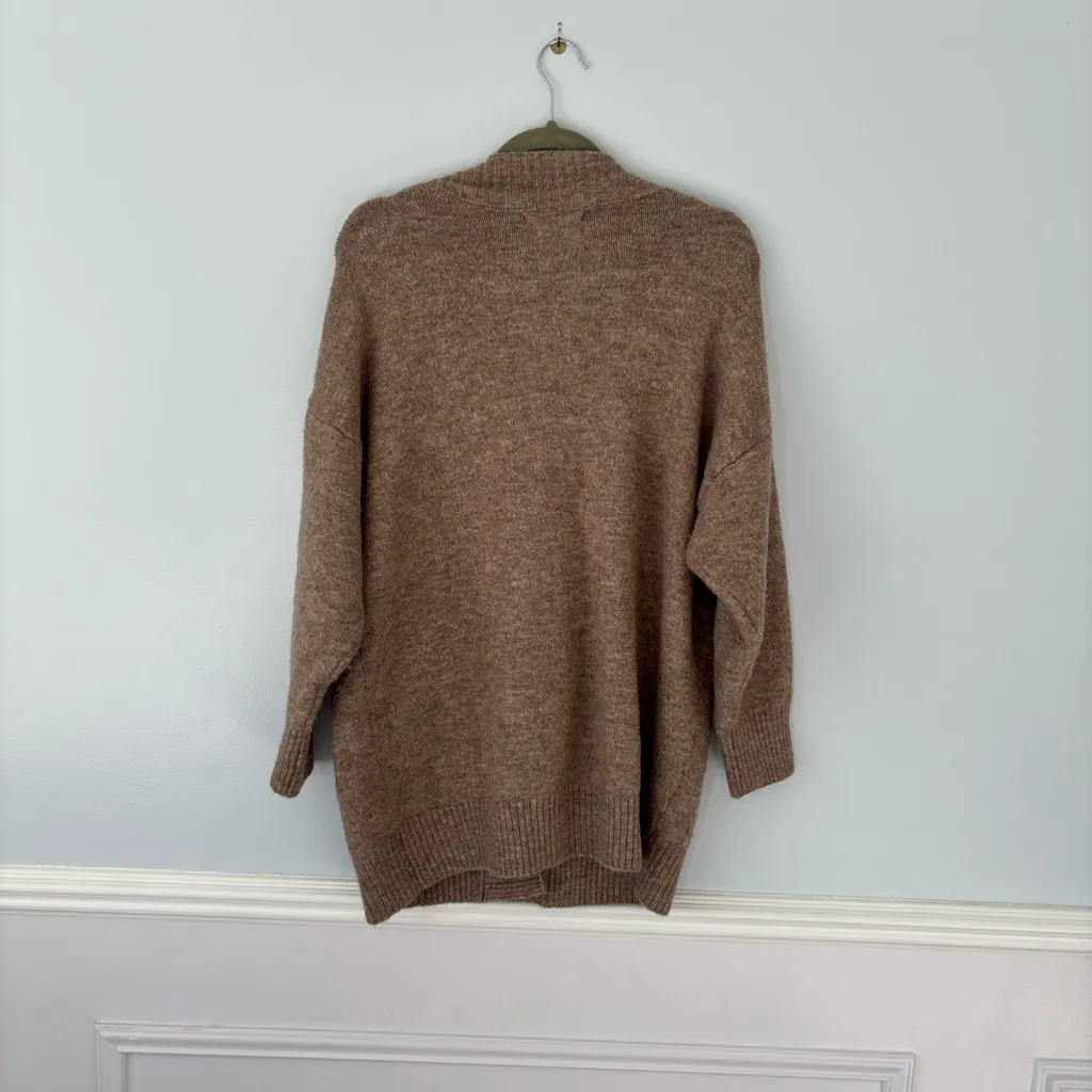 Mango Oversized Cardigan with Buttons Brown Beige Wool Blend Sz S Oversized - Image 8