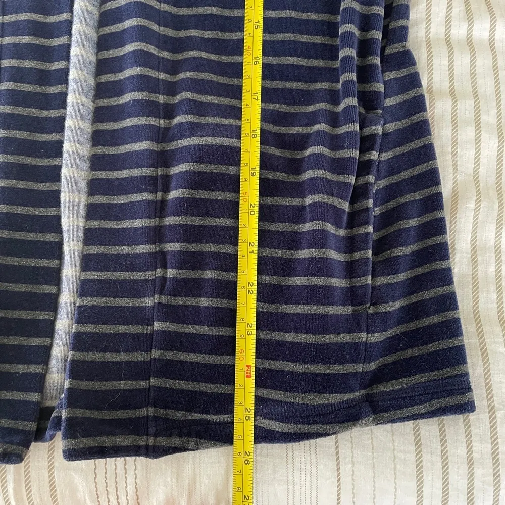 Talbots Striped Cardigan Sweater Medium Blue Velour Velvet Prep Mature Old Money - Image 9