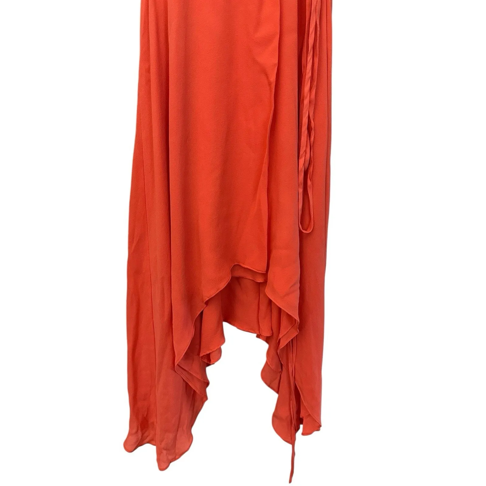 Rebecca Minkoff Wrap Midi Dress‎ Orange Size XS Sleeveless Open Sides C8-0 - Image 9