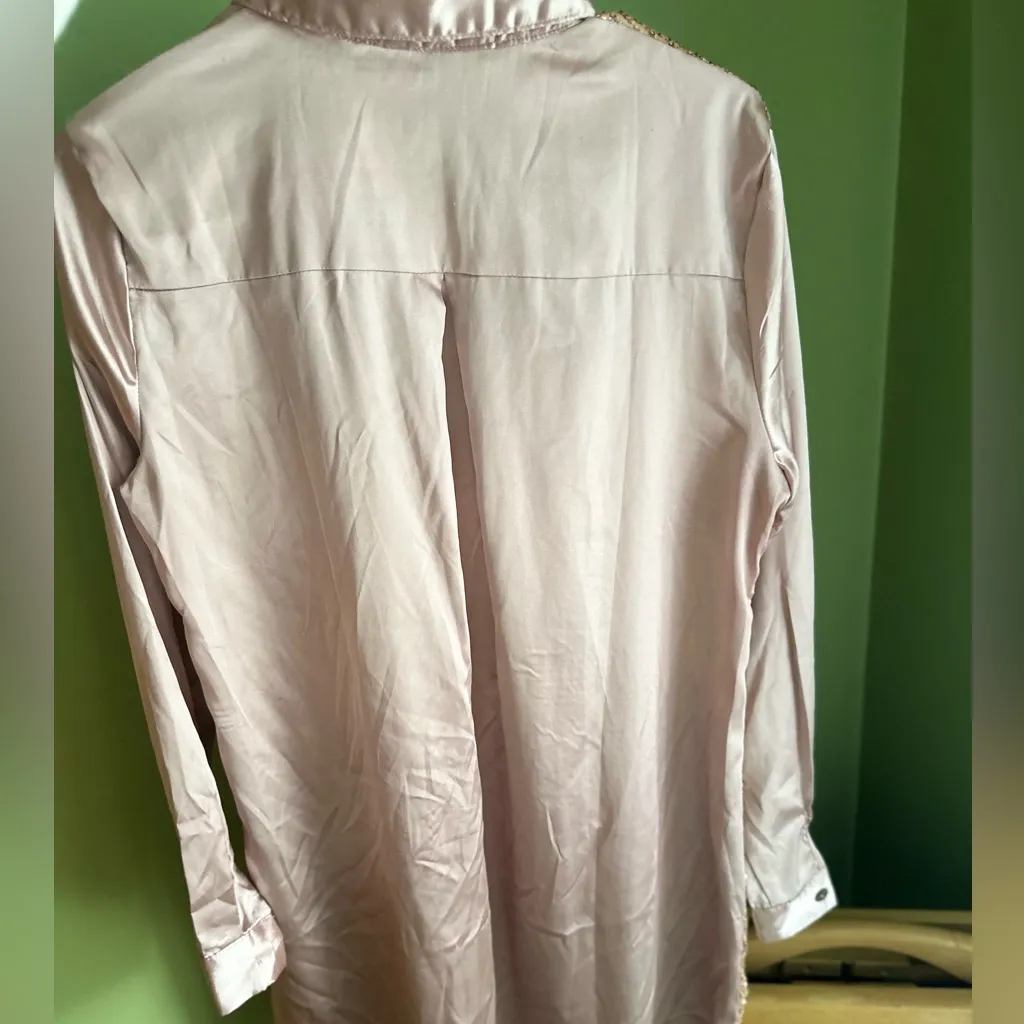 Women's Sequin Rose Gold Blouse Pink Size M - Image 4