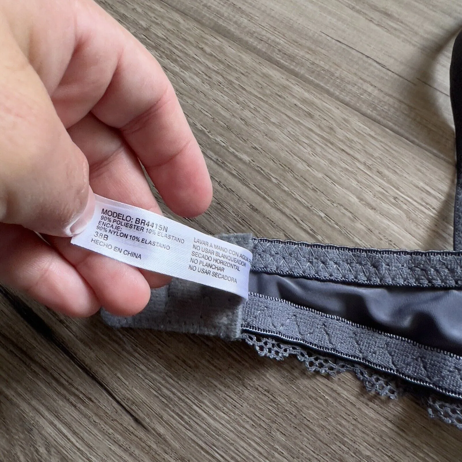 Mamia Women's Basic Lace Plain Gray Lace Bras 38B BR4415N Size undefined - Image 4