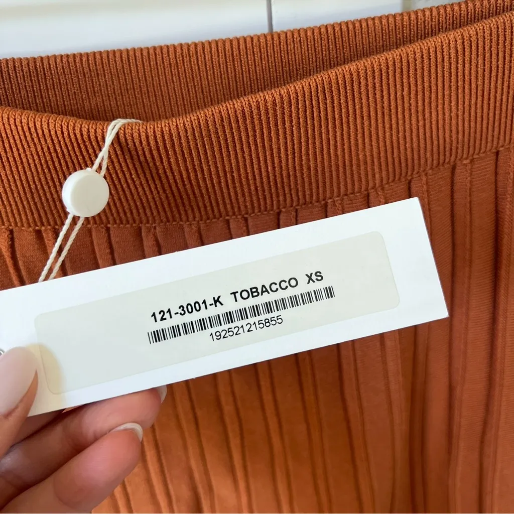 NWT JONATHAN SIMKHAI Ira Pleated Midi Skirt in Tobacco Orange Size XS - Image 5