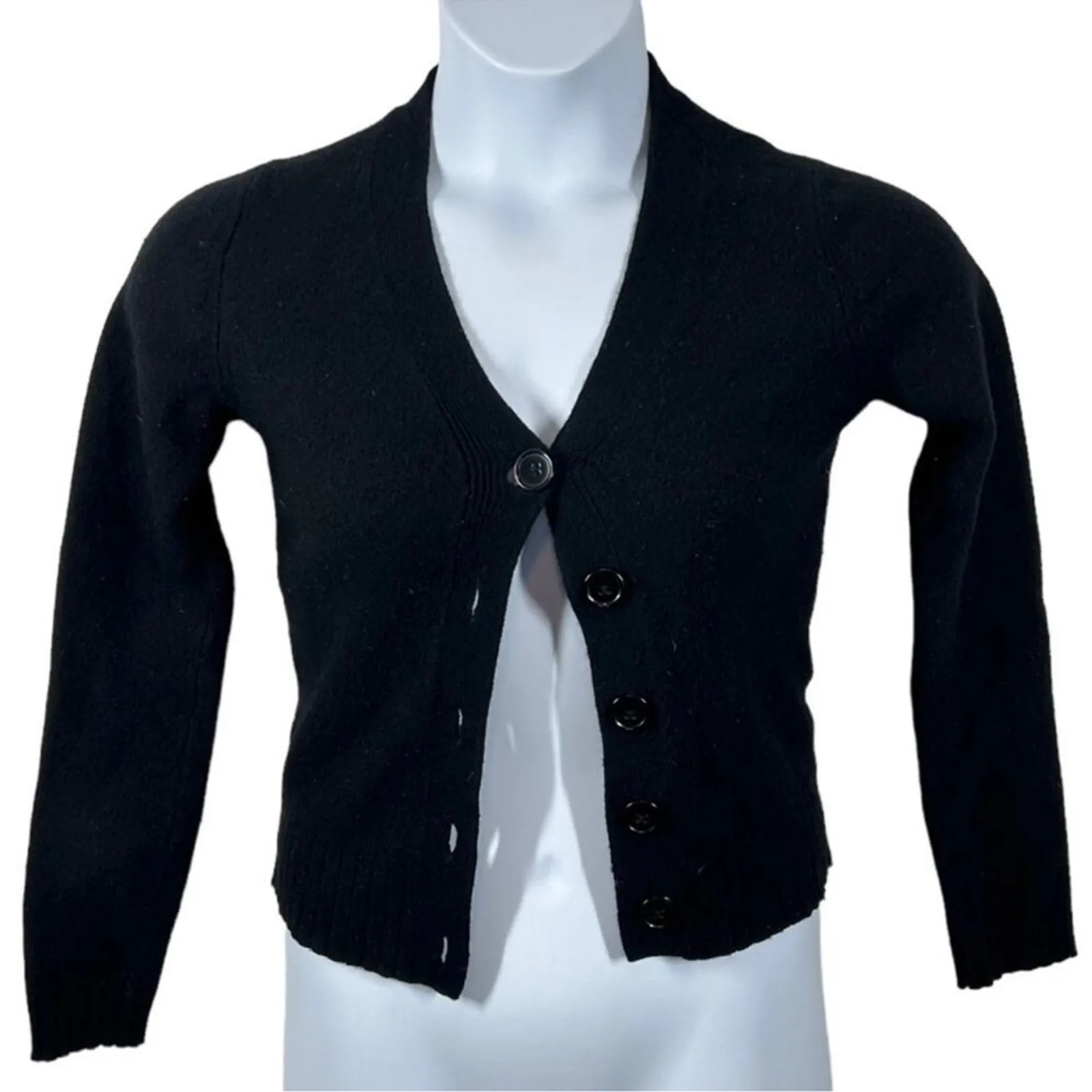 Vintage Y2K GAP Black Lambswool Button Cardigan Sweater Size Small - Image 2