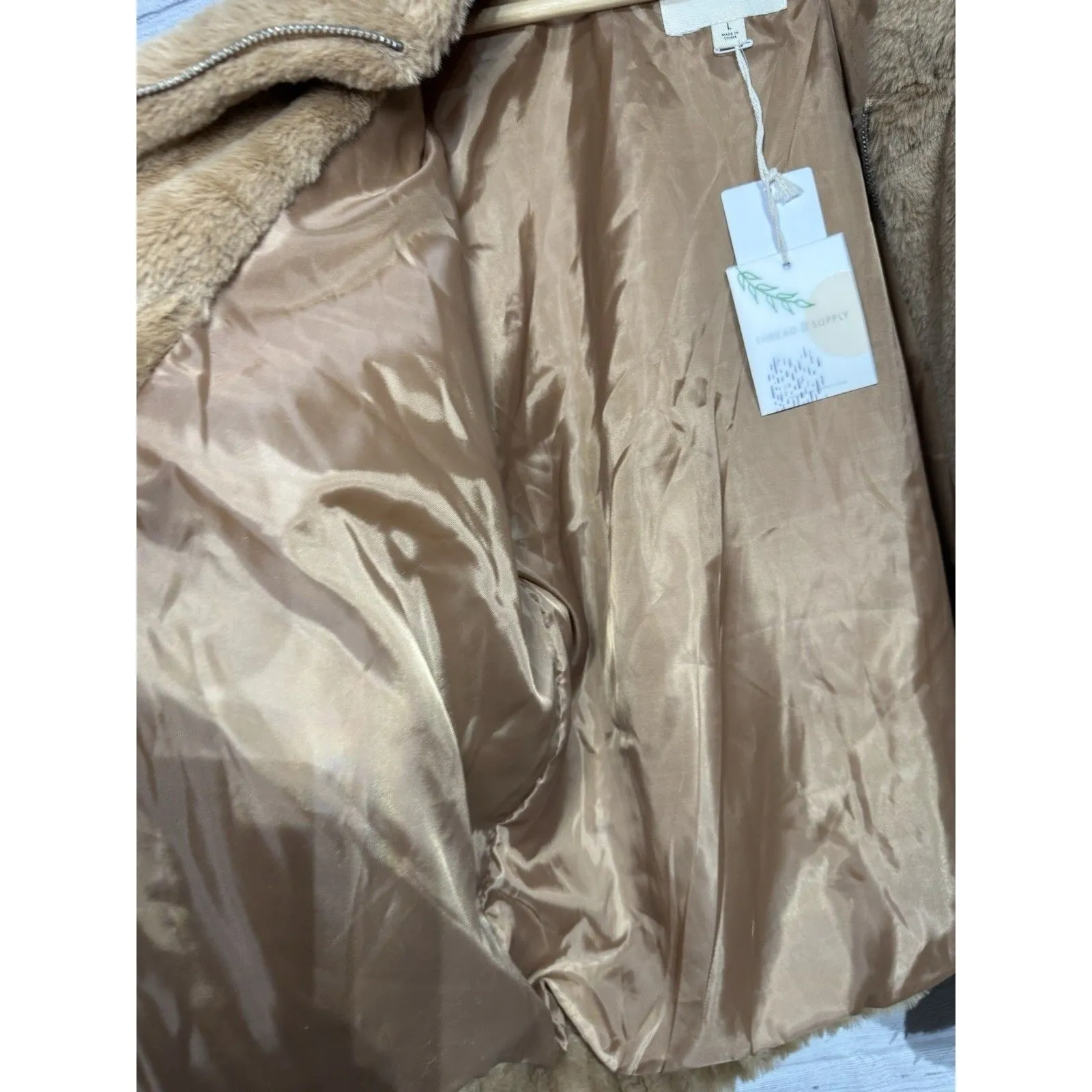 NWT Thread & Supply Northy Brown Teddy Bear Faux Shearling Sherpa Jacket Sz L Size L - Image 5