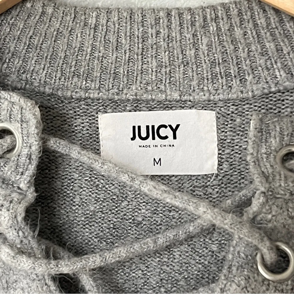 Juicy Couture Gray Lace-Up Sweater Vtg 90s Y2K - Image 5