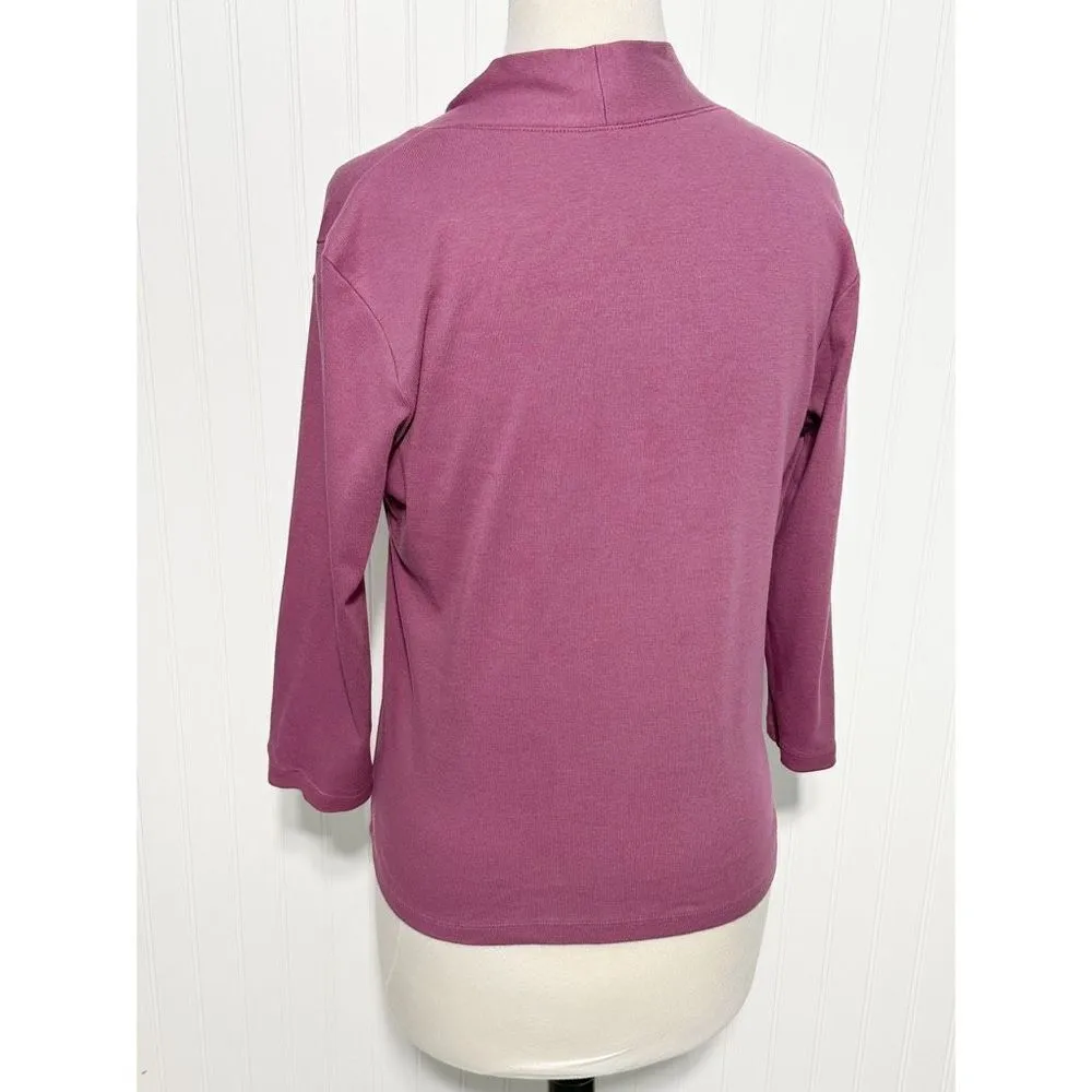 Hasting & Smith Women's V Neck 3/4 Sleeve Pullover Top Pink Purple Mauve Medium - Image 4