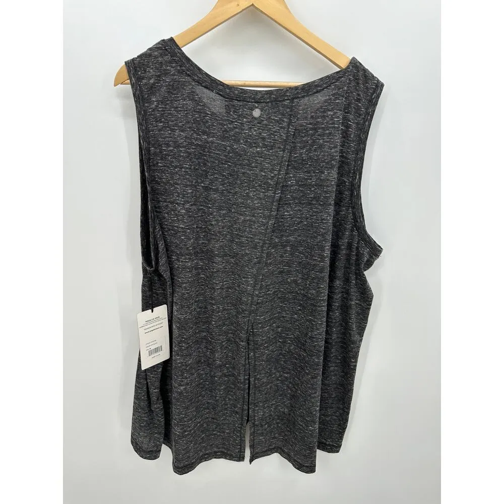 Yogalicious Women Tank Gray Open Back Slit Size 3X NWT Workout Training Running - Image 2
