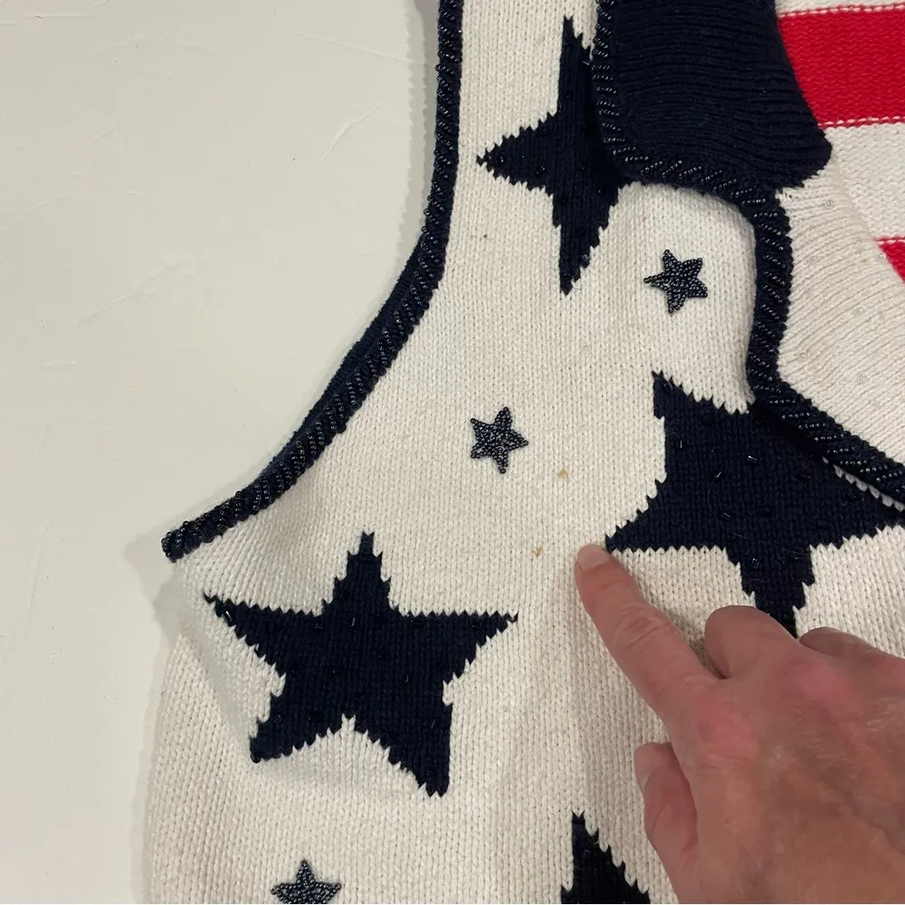 Vintage 80’s USA ‘Merica double breasted beaded stars and stripes sweater vest Red Size L - Image 8