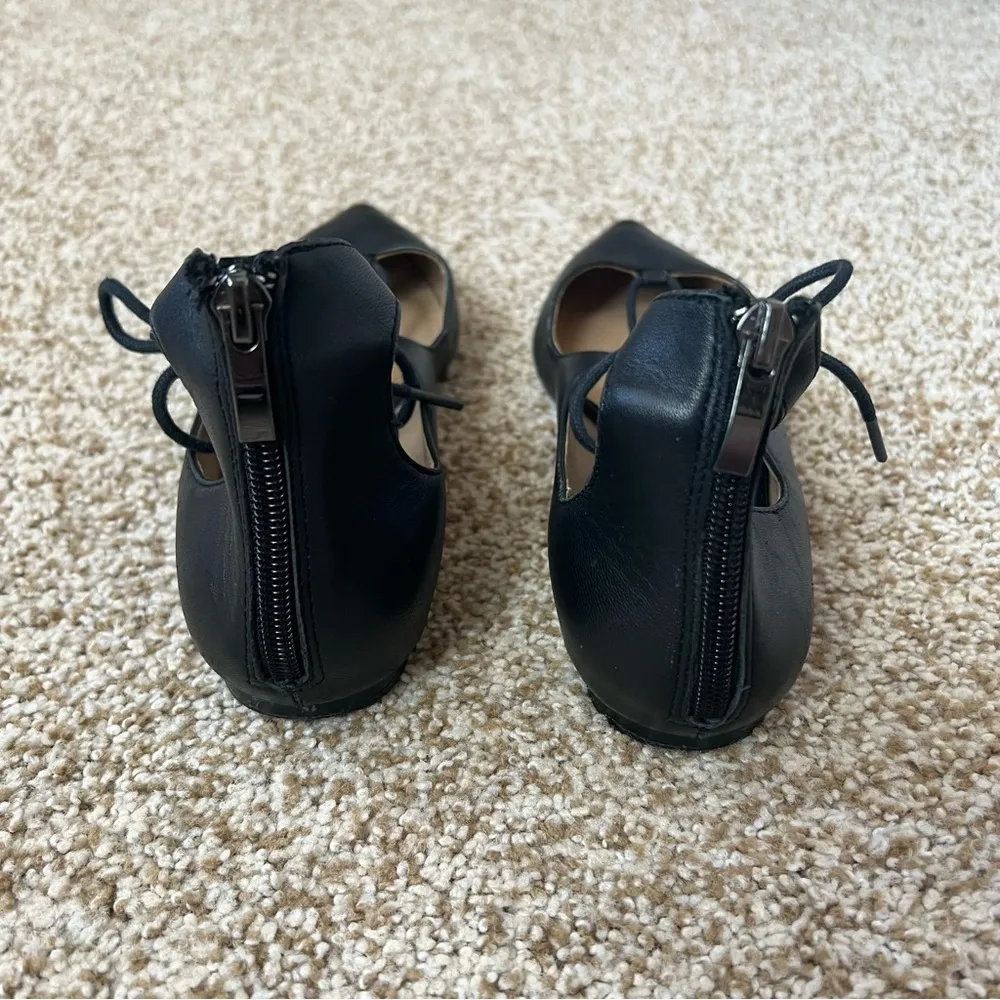 Saks 5th Avenue Saks Fifth Avenue Estyn Flats Women Size 7.5 Lace
Up Pointed Toe Black Leather - Image 10