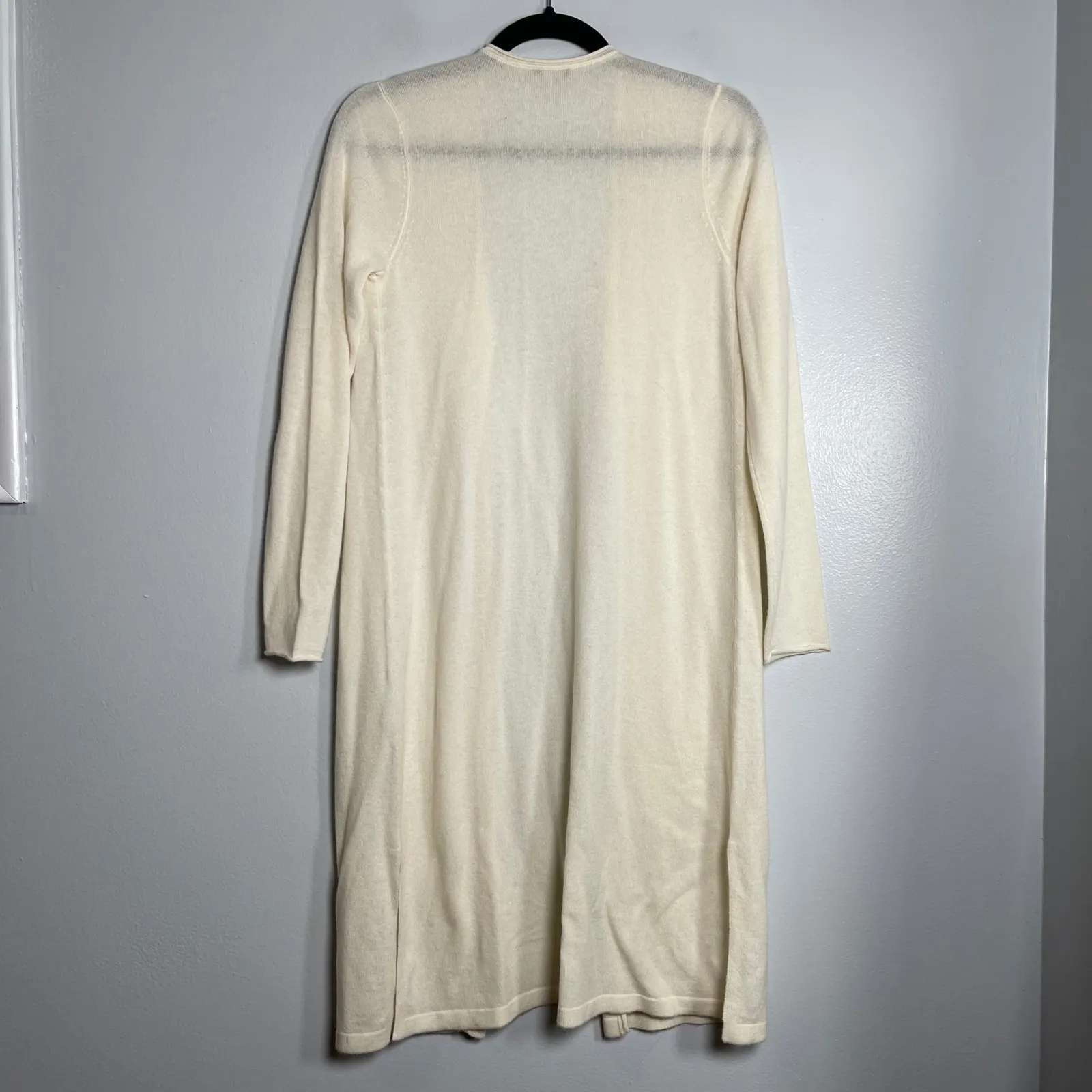 J. McLAUGHLIN Open Front Long Line Cardigan Sweater Small Cream Minimalist Lux - Image 4