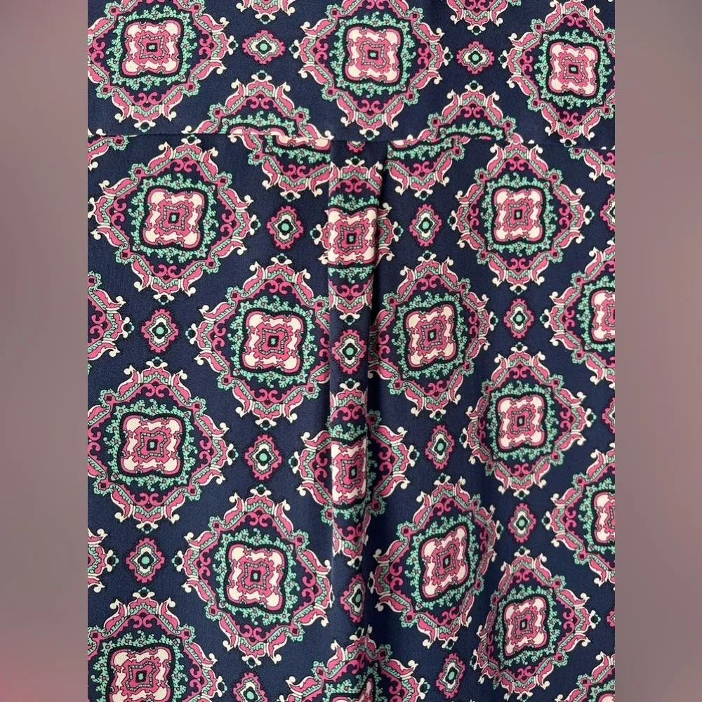 J Crew Black Label Womens Lined Shift Dress Size 00 Navy Blue Pink Career Modest - Image 6